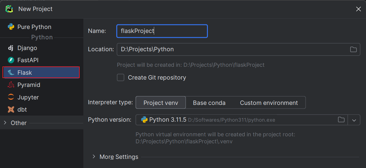 Pycharm 创建 Flask 应用
